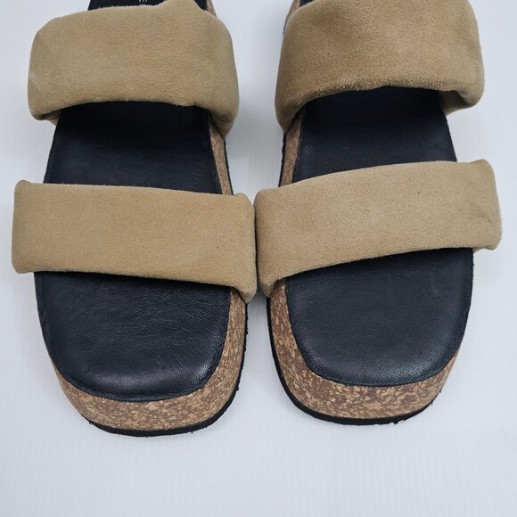 NEW Free People Fairmount Sandal Womens 10 Taupe Tan Suede Cork Platform Slide - Picture 5 of 13